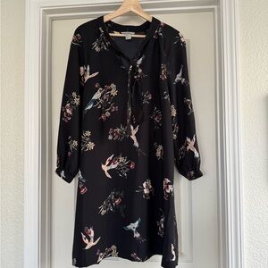 H&M Black Long Sleeve Dress with Cuffed Sleeves and Scoop Neck